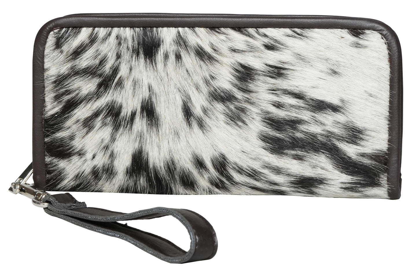 Cowhide wallet for women with zipper wristlet